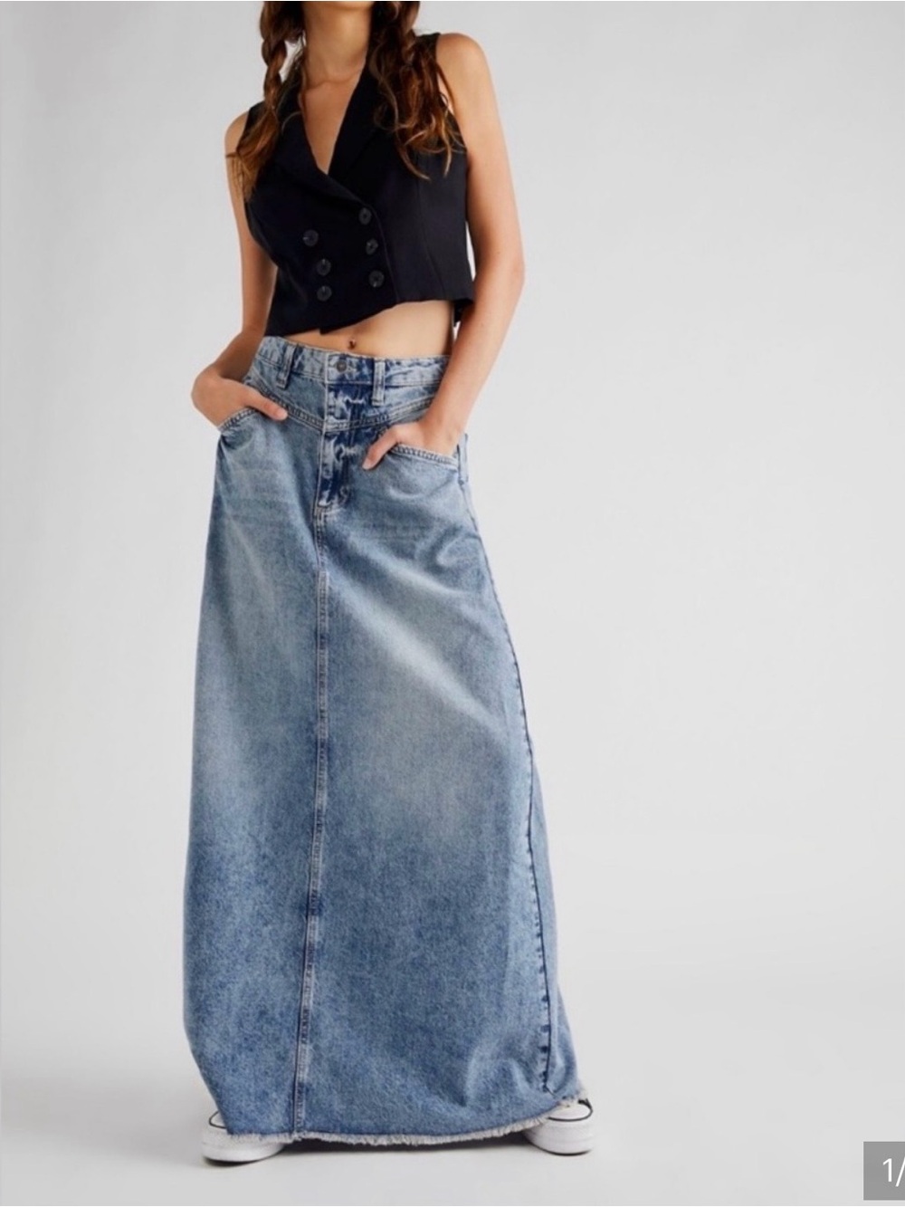 NWOT We The Free Come As You Are Denim Maxi Skirt